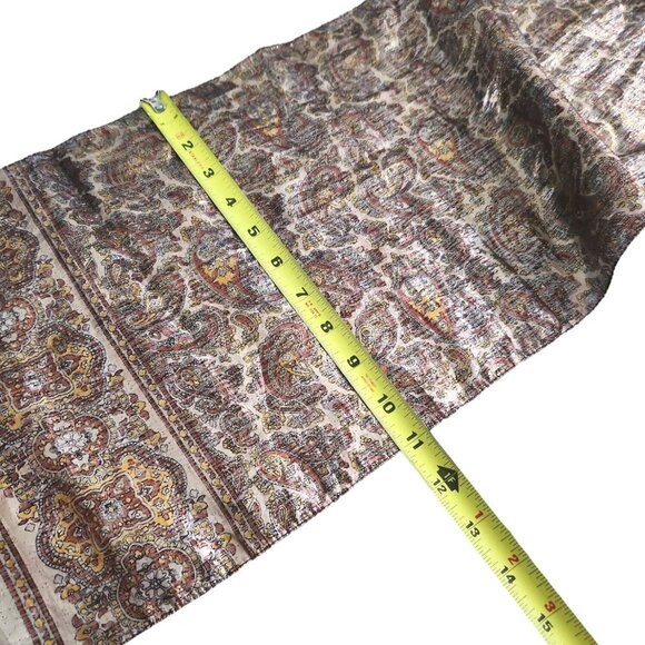 Morgan Taylor Gold Scarf Metallic Paisley Floral Vintage OS 57×11" Made In Italy - Picture 6 of 10